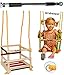 Produktbild Schaukel aus Holz + Türreck - incl. Name - Gitterschaukel / Kinderschaukel - leichter Einstieg ! - mitwachsend & verstellbar - Babyschaukel - Kleinkindschaukel verstellbar - Holzschaukel Baby Kinder - Holzgitterschaukel für Innen und Außen - mit Sicherheitsstäben / bunte Stäbe - Holzbabyschaukel - Reck für Türrahmen Befestigung - Stange - Türstange