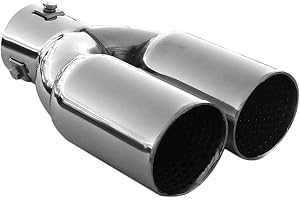 CARJOY Universell Auspuffblende Doppelrohr Endrohr Edelstahl Auto Endrohrblenden Auspuffendrohr Auspuffrohr Tuning Schalldampf Blende Sport Rund Chrom Auspuffspitzen 60 mm