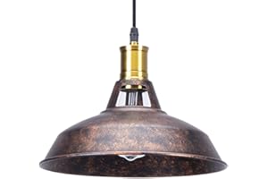 STOEX Lustre Suspension Industrielle Vintage E27 Lampe Plafonniers Retro Abat-jour pour Cuisine Salle à manger Salon Chambre Restaurant Rouille