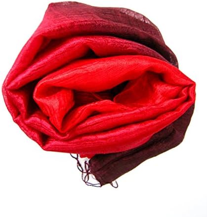 100% Pure Lightweight Thai Silk Luxury Scarves In Various Multi Tone Colours. Large Size 170cm x 70cm Wear As a Wrap, Stole, Necktie or Hair Scarf (RED)