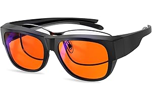 Goiteia 100% Orange Blue Light Blocking Fit over Glasses-Amber Tint Gaming Glasses for Better Sleep/Eyes Strain/Light Sensitive-Ultra Light (65 * 50mm)