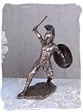 Gewicht beträgt ca. 1 kg Skulptur, Figur, Büste, Statue, Statuette eines spartanischen Kriegers, Spartaners, Schwertkämpfer, Spartiaten in Kampfhaltung und mit Bewaffnung und Rüstung aus Keramikmasse mit Handbemalung - Palazzo Exklusive