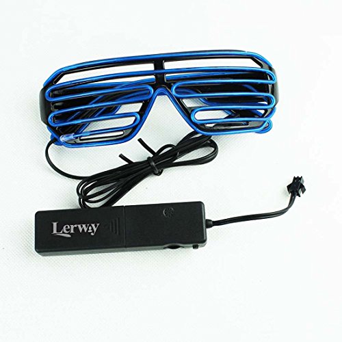 Lerway EL Leuchtbrille Party Club LED Cool Brille Leuchten Augenmaske Geschenk Licht Glasses + Stimme Controller, for Verrückt Raves,Nacht Bar - 2