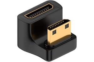 QIANRENON 8K Mini HDMI Adapter kątowy UHD2.1 wtyczka na gniazdo HDMI 180° złącze wyświetlacza na dole, światło LED, do aparatu cyfrowego, przenośnych kamer, tabletów PC