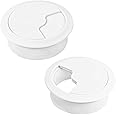 HO2NLE 2Pcs Desk Grommet 60mm(2.4 inch) White Desk Plug Hole Cover Desk Grommet Desk Cable Hole Plastic Cable Grommet Desk Hole Cover