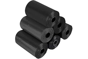 AITODOS TA AiTodos® 90PCS Bolsas Caca Perro, Bolsas Excrementos Perros-30 * 21.5CM, Polietileno-Material, Portátil -Negro-Bolsas Excrementos Perros(6 Rollos, 15 por Rollo)