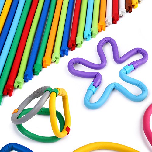 Peradix Steckspiel Bastelset Kinder Steckspielzeug Weiche Flexibel Verdrehbare Bunte Verriegelte Stöcke DIY 10