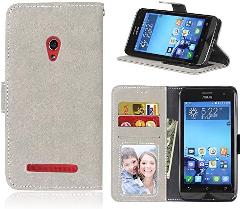 Asus ZenFone 5 A500CG A501CG A500KL Card Slots Protective Wallet Flip Case with Anti-Scratch for Asus ZenFone 5 A500CG A501CG A500KLGray (5.0 inch)