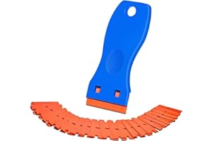 SAIZONE Raspador de incluye 20 piezas de cuchillas de afeitar de plástico, Raspador de ventana, Rasquetas Rascador,para quitar etiquetas adhesivas, raspar pegatinas de vidrio, etiquetas, calcomanías
