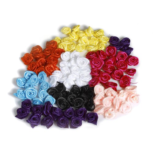 Preisvergleich Produktbild Bluelover 50 Stück 15Mm Satinband Blume Rose - Rosa