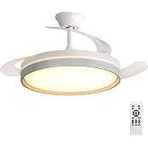Xcdhemde&reg; Ceiling Fan with LED Light | LED 60W, Retractable Blades, 3 Tone 6 Speed, Quiet, Remote Control, Timer, DC Motor 30