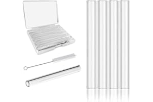 ANGYANG Reusable Clear 4"(100mm) Glass Blowing Tubes :Pipe Length:4Inches: OD-12MM: Wall Thickness :2MM, 5Pcs Glass Tubing Blowing Pipes + Cleaning Brush + Protect Box