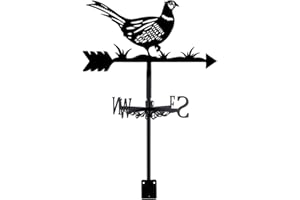 SUPERDANT Chicken Weather Vane Animal Black Metal Weathervane Pheasant Wind Direction Indicators Wind Vanes Signs for Farmhouse Outdoor Garden Roof Paddock Decoration 35.8x26.5cm