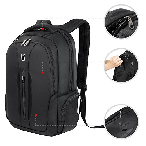 SLOTRA Laptop Rucksack Wasserdicht M  nner Arbeiten Business School Rucksack 15 6-Zoll-Computer-Rucksack Polster Laptopfach Schwarz