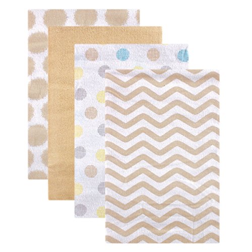 Luvable Friends 4 Pack Flannel Receiving Blankets (Tan Dots)