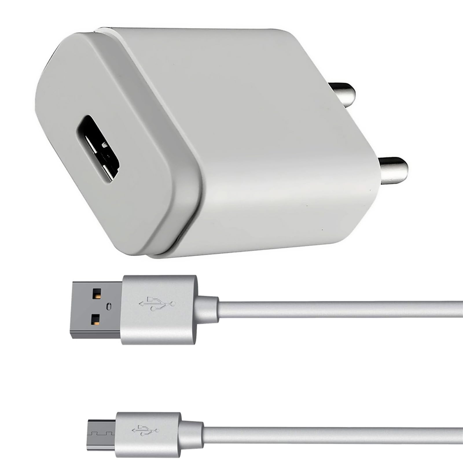 12Watt 2.4Amp Fast Charger | Compatible for All Smarphones | Andriod | iOS | Other Devices | Wall Charging Adapter | with 25W USB Data Cable 1M | Pack of Two.