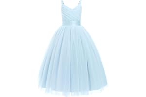 IDOPIP La Fille des Fleurs Princesse Robe Longue Plissée Mariage Demoiselle d'honneur Robe De Bal Broderie Fleur Dentelle élégante Col en V