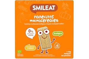 Smileat - Panecitos Multicereales - Snack para Peques +8 Meses - Ecológicos y Sin Gluten - Sin Azúcar Añadido - Ideal para Meriendas - 60g