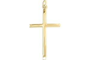 FORME DI LUCCHETTA Lucchetta - 18ct Yellow Gold Large Cross Pendant - 35x20mm - for Men and Women | Gold Charms for Bracelets Necklaces (up to 4mm) | Made in Italy Jewellery