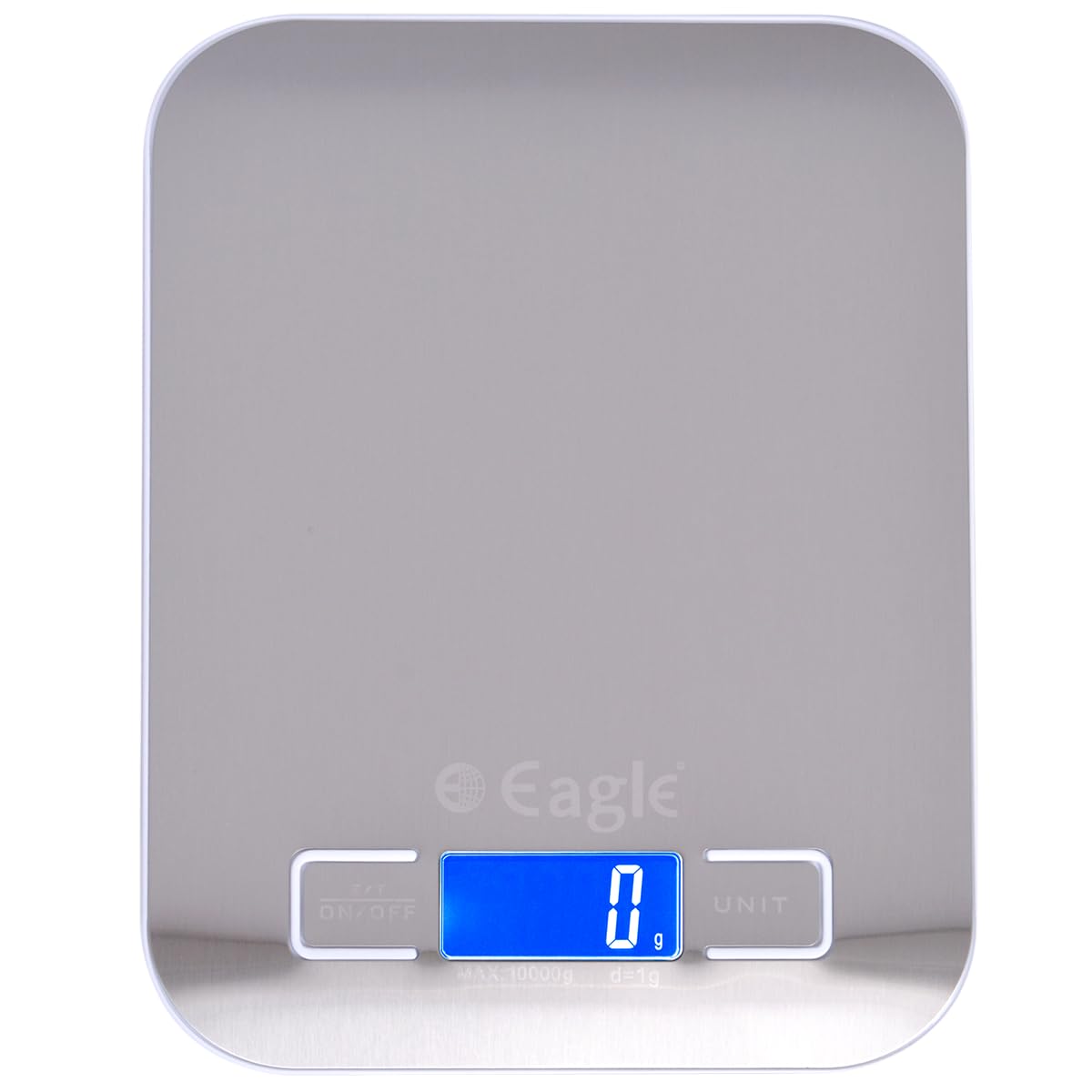 Eagle Digital Kitchen Weighing Scale with 10 kg Capacity & 1 g Accuracy, Stainless Steel Food Weight Machine for Diet, Nutrition, Health, Fitness, Baking & Cooking (Silver)