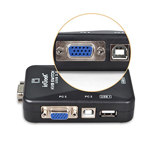2 Port USB KVM Switch Box VGA + 2Stk Kabel für PC Monitor / Tastatur / Maus-Steuerung (2 Port USB KVM Box) - 4