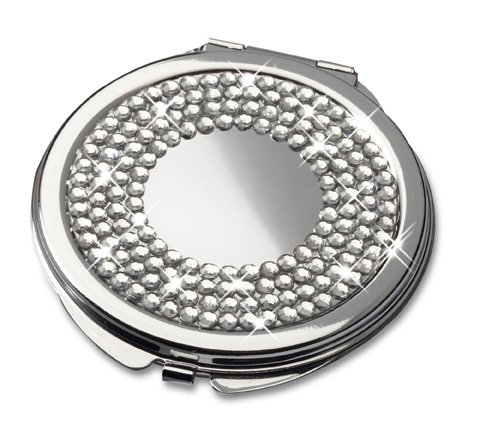 Preisvergleich Produktbild REFLECTS Taschenspiegel mit Strasssteinen und Vergrößerungsspiegel SAMOKOV Silber
