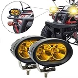 ✅ 【Super brillante & Bajo consumo de energía】Foco LED 12V/24V están diseñadas como un haz de luz Amarillo, 10W / lámpara, 3 veces más brillante que la luz halógena enfocada de largo alcance de 200 m. Es ideal para días de niebla.