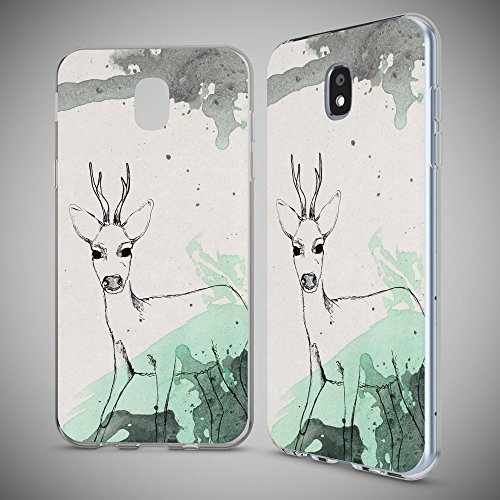 Samsung Galaxy J3 2017  EU-Model  Funda Carcasa de NALIA  Protectora Movil TPU Silicona Ultra-Fina Gel Transparente  Cubierta Goma Cover Case Clear para Samsung J3 2017  Designs Deer
