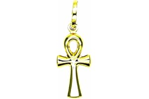 PEGASO GIOIELLI - Ciondolo Oro Giallo 18kt (750) Pendente Piccola Croce della Vita Uomo Donna Bambini
