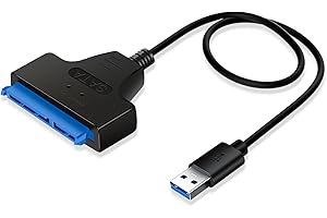 Ainiv Kabel adaptera USB 3.0 na SATA do dysków SSD i HDD 6.3 cm, super szybki transfer danych, zewnętrzny konwerter SATA na USB 3.0, 50 cm
