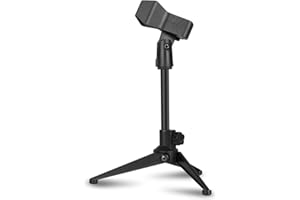 Depusheng support de micro de bureau pliable à angle réglable dessus de table pliable support de montage de microphone support de support en plastique noir
