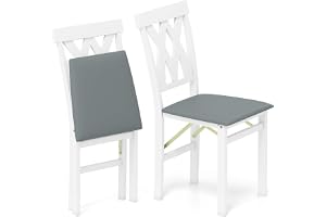 GIANTEX Set med 2 matrumsstolar, vikbara, köksstolar med gummiträben, vadderade vardagsrumsstolar, fällbara stolar matstolar