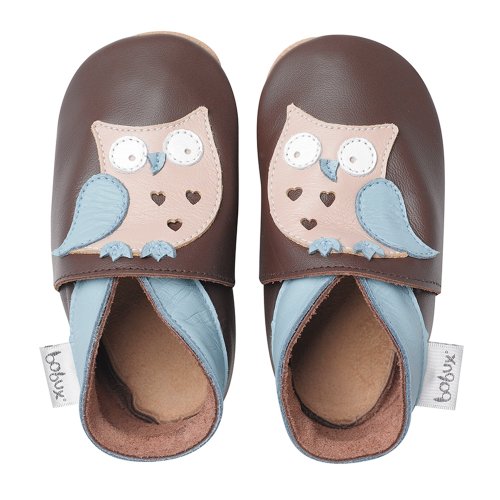 Bobux BBG 4243 Baby Shoes with Owl Giants Design Brown
