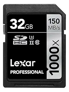 Lexar Professional 1000 x 32GB SDHC UHS-II/U3 Card (Up to 150MB/s read) LSD32GCRBNA1000