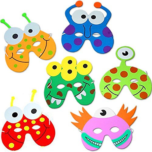German Trendseller® - 8 x Monster Masken aus Schaumstoff ┃ für Kinder ┃ Monster Party ┃ Ideal zum Kindergeburtstag und Karneval