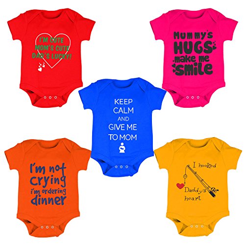 Kiddeo Infants Bodysuits (Pack of 5) (6-9 Months) RS.599 (54.00% Off) - Amazon