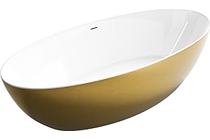 BERNSTEIN Vasca da bagno freestanding TERRA in acrilico sanitario dorato - 186 x 88 cm
