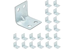 VHG Winkelverbinder mit Sicke 20er Set (20 x 20 x 20 x 1.5)- 90 Grad L Klammern Eckwinkel, Verzinkt Holzverbinder, Verstärkt Schwerlast Winkel Stütze für Holz- Bauwinkel für Möbelverbinder