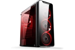 ‎EMPIRE GAMING Empire Gaming Etui do gier PC WarMachine – Mid Tower ze szkła hartowanego dla graczy – podwójny wentylator LED RGB 4 x 120 mm - 11 trybów czarnego oświetlenia - 1 x USB 3.0 i 2 x USB 2.0 -