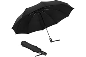 Newaner Parasol kieszonkowy z automatycznym otwieraniem i zamykaniem, wiatroszczelny, składany, odporny na warunki atmosferyczne, kompaktowy parasol do 140 km/h, dla dorosłych i dzieci (czarny)