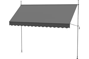 Thanaddo Klemmmarkise mit Handkurbel, 350cm Bereit, manuell höhenverstellbar Balkonmarkise ohne Bohren, UV Schutz Sonnenschutz wasserdicht für Outdoor, Terrasse, Balkon, Garten, Anthrazit