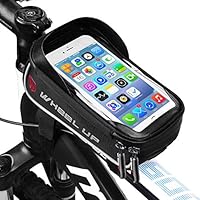 Borsa Telaio Bici, Wheel Up 6 inch Porta Cellulare Bici, Borsa da Manubrio per Biciclette, Borse Biciclette Supporto Bici MTB BMX, Accessori Bici (Nero e Grigio)