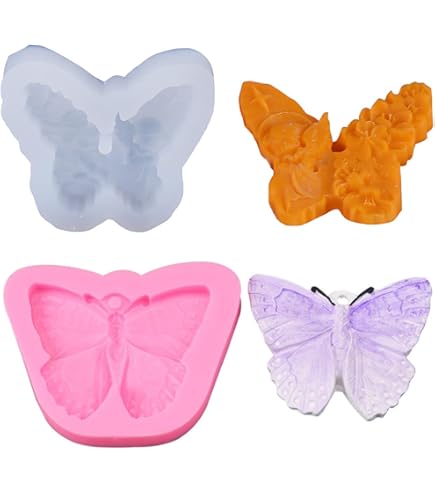 Stampini In Silicone 3D A Forma Di Farfalla E Fiori - Per Candele, Sapone, Cioccolato, Fondente - Set 4 Pezzi - Foto 5