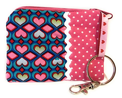 Preisvergleich Produktbild TryPinky® Schlüsseletui Tasche Mäppchen " Herzchen Punkte Pink Bunt" Herz Love Liebe Damen Geschenk Schlüsseltasche Tier süß Schlüsselmäppchen