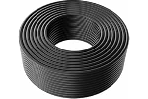 Kofelec Câble solaire PV, fil photovoltaïque pour panneau solaire, 1800 V, double isolation, câble simple 4/6 mm² (12/10 AWG), 10/20/50/100 m, rouge ou noir, TUV (4 mm² 20 m, noir)