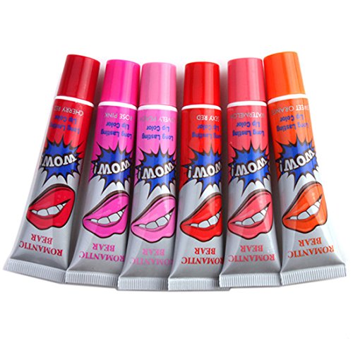 VWH 6pcs Tätowierung Magisch Farbe Abziehen Maske Tönung Lang Anhaltend Matt Wasserfest Lip Gloss lippenglanz -Lippenstift - 4