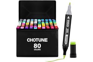 CHOTUNE Pennarelli 80 Colori，Impermeabili Marcatore Doppia Punta Design Morbido Della Testa，Marker Set Facile da Miscelare per Schizzi e Illustrazioni, con Base e Borsa per il Trasporto