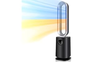 SIMPLE DELUXE Rotorloser Ventilator mit Luftreiniger Turmventilator 3 in 1 Ventilatoren, Air Purifier 35-inch säulenventilator mit fernbedienung 12H Timer, Schwarz