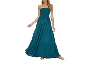 Timathous Donna off Shoulder Estiva Senza Spalline Spiaggia Bohemien Maxi Abito,Top A Tubo Lungo Abiti Vestito