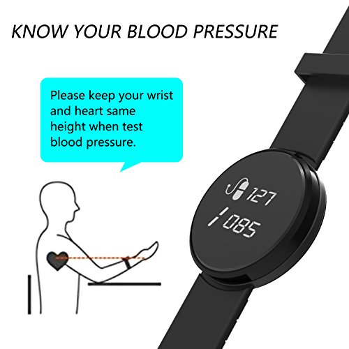 Fitness Smart Watch, Riversong Smart Uhr Bluetooth Fitness Tracker mit Blutdruckmessung, Aktivitätstracker, Schrittzähler, Kalorienzähler, Herzfrequenz-Anzeige, Schlaf-Monitor, Wecker für iOS und Android Smartphones - 5